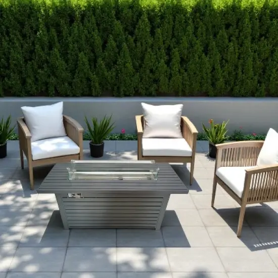 24" H x 42" W Steel Propane Outdoor Fire Pit Table with Lid image {4}