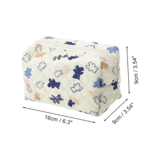 Unique Bargains Quilted Square Flowers Makeup Bag 1 Pc image {1}