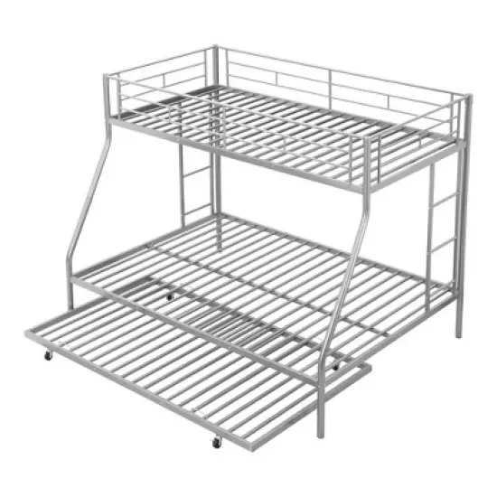Twin over Full Steel Bunk Bed with Twin Size Trundle Bed and Two-Side Ladders-ModernLuxe image {8}