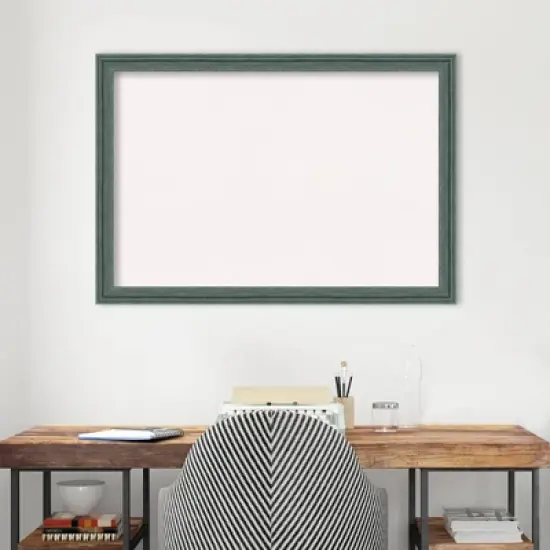 Amanti Art 39"x27" Upcycled Wood Frame White Cork Board Teal/Gray : Wall Mounted, Bulletin Board image {8}