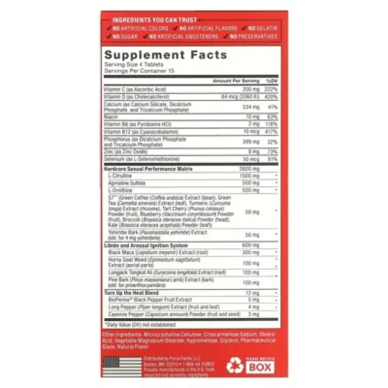 Force Factor Score! Hardcore, Performance and Libido Intensifier, 60 Tablets, 60 Tablets image {1}
