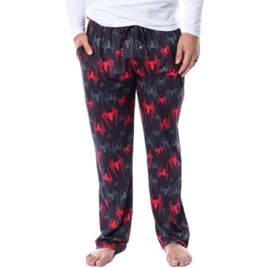 Marvel Mens' Spider-Man Vintage Superhero Icon Sleep Pajama Pants Black image {4}