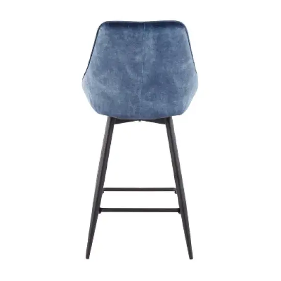 Set of 2 Diana Velvet Steel Contemporary Counter Height Barstools Black/Blue - LumiSource image {4}