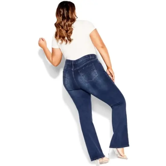 Women's Plus Size Harley Bootleg Regular Jean - mid denim | CITY CHIC image {1}