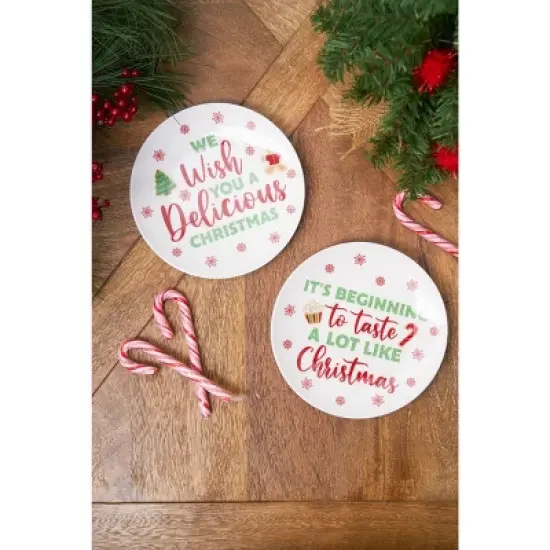 Gallerie II 6" Christmas Cute Humor Decorative Serving Plates Set of 2 image {3}