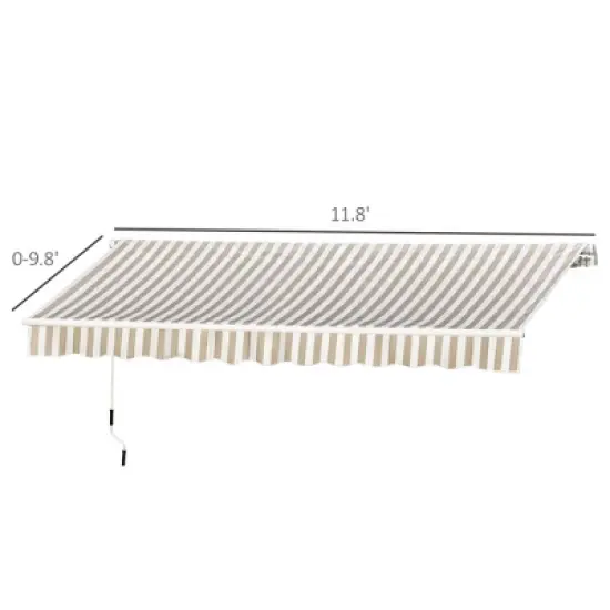 Anybear 12' x 10' Retractable Awning Patio Awnings, Sun Shade Shelter with Manual Crank Handle, for Deck, Balcony, Yard image {2}