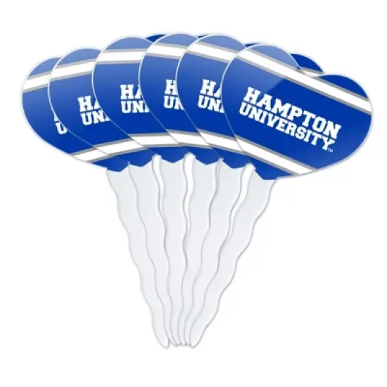 Hampton University HU Stripes Heart Love Cupcake Picks Toppers Decoration Set of 6 image {7}