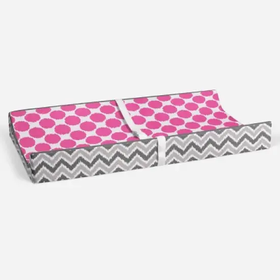 Bacati - Gray Zigzag Pink Dots Muslin Changing Pad Cover.... image {3}