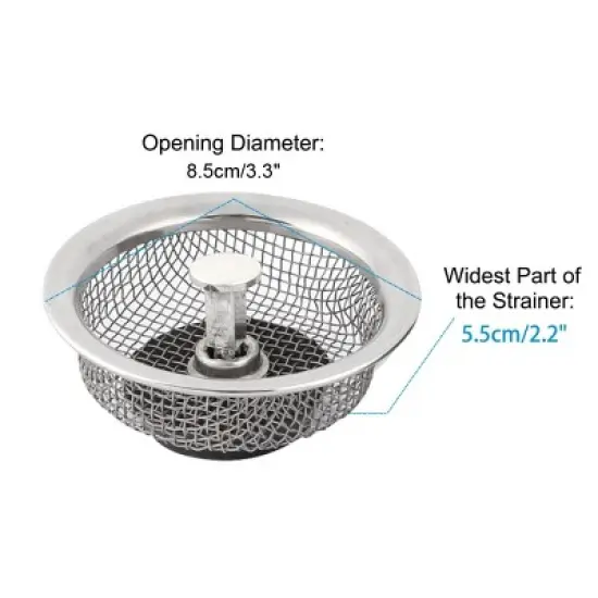 Unique Bargains Stainless Steel Kitchen Mesh Round Shape Sink Strainer 3.3" x 0.9" Silver Tone 2 Pcs image {5}