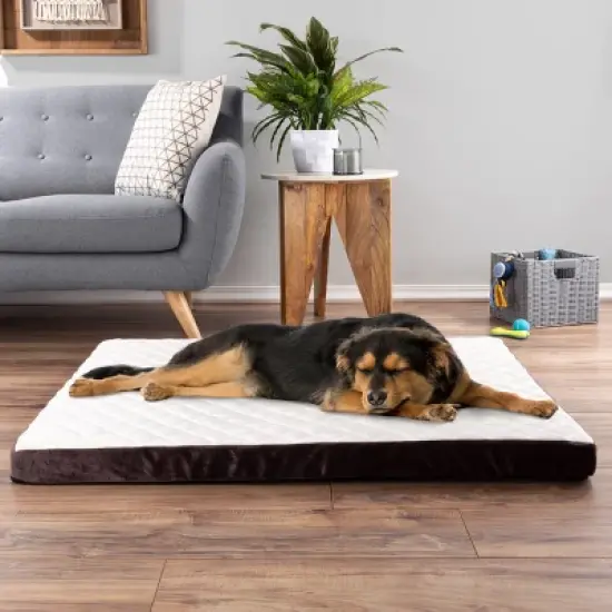Dog Bed - Egg Crate Style Bamboo Charcoal Infused Foam Pet Bed with Plush Cover - 44x35-Inch Dog Bed for Large Dogs up to 100lbs by PETMAKER (Brown) image {5}