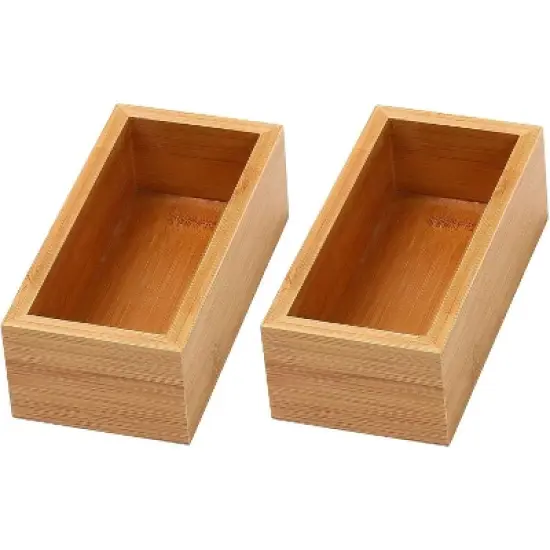 YBM HOME Bamboo Drawer Organizer Storage Box for Kitchen Drawer, Junk Drawer, Office, Bedroom, Children Room, Craft, Sewing, and Bathroom, Pack of 2 image {10}