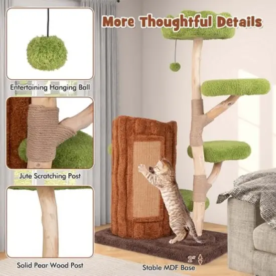 Costway Multi-level Cat Tree with Double Decker Cat House Scratching Posts & Sisal Panel image {4}