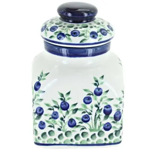 Blue Rose Polish Pottery 2000 Zaklady Small Square Container image {6}
