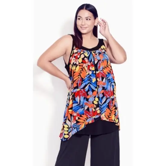 Women's Plus Size Exotic Overlay Tunic  - Tropics | AVENUE image {7}