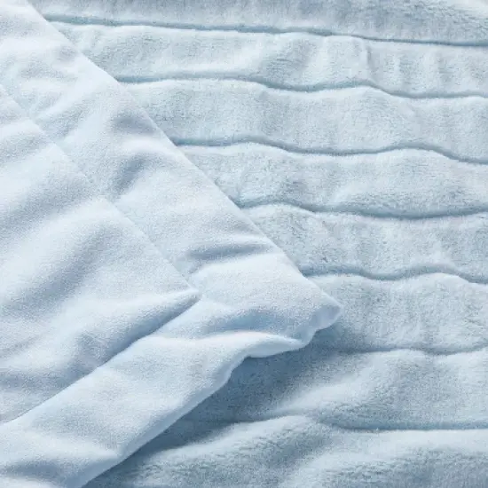 Faux Fur with Channel Carving Baby Blanket - Cloud Island&trade; - Light Blue image {2}