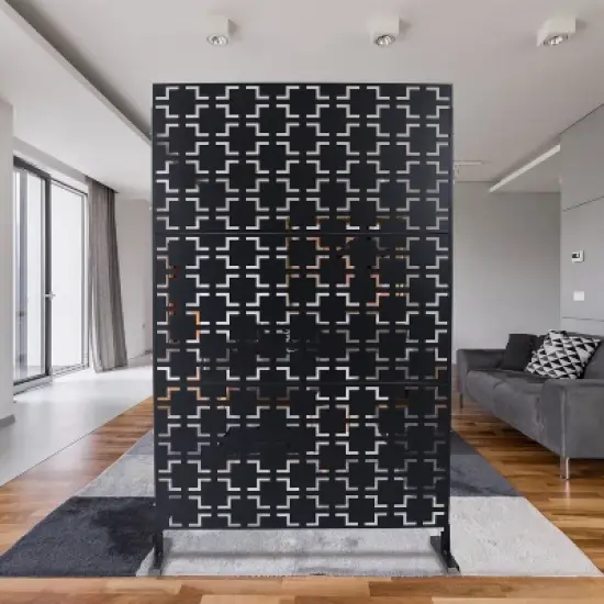 CAVINAS Patio Decorative Screen Metal Fence Privacy Screen with Square Pattern for Outside and Garden, 76" H&times;48" W image {1}