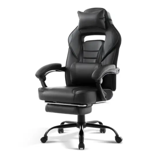 Big and Tall Office Chair, High Back Leather Gaming Chair with Footrest, Ergonomic Computer Chair w/Lumbar Support & Headrest, 360&deg; Swivel Base image {8}