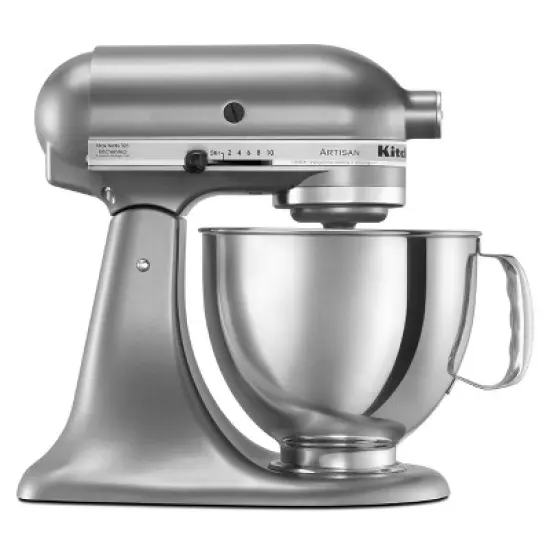 KitchenAid Artisan Series 5qt Tilt-Head 10-Speed Stand Mixer Contour Silver: 325W Metal, 1-Year Warranty, 5qt Capacity image {6}