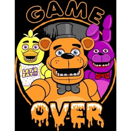Five Nights at Freddy's Game Over Character Circle Boy's Black T-shirt image {1}