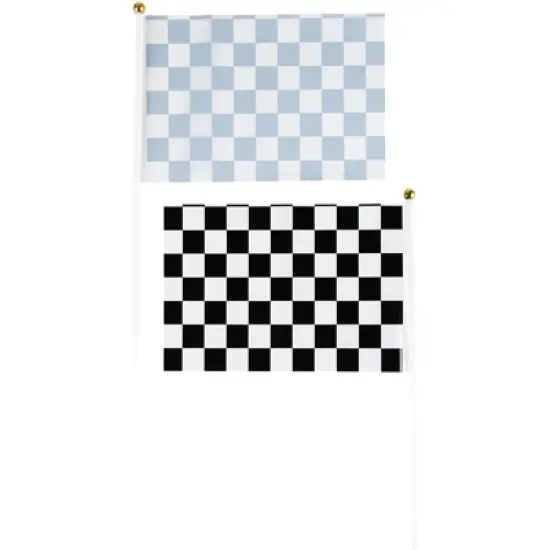 Blue Panda 50 Pack Handheld Checkered Racing Stick Flag for Race Car Party Favors & Decorations, 8.2 x 12 in image {2}