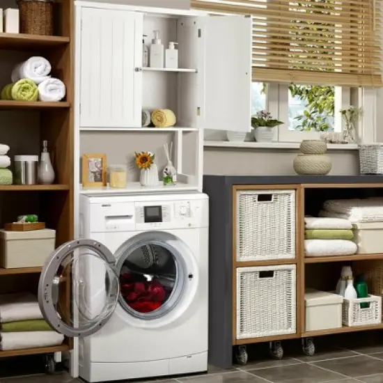 Costway Bathroom  Over The Toilet Storage Cabinet   with Adjustable Shelf image {3}