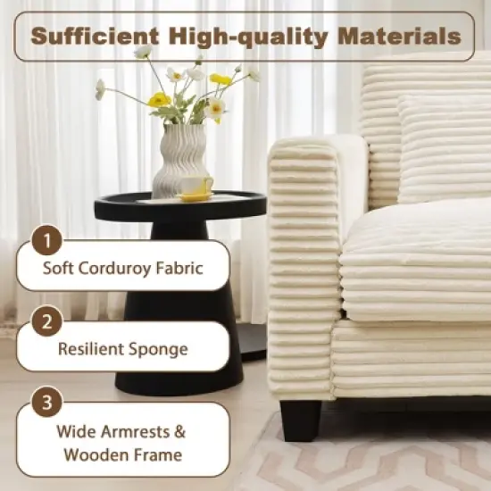 HYLEORY 154'' Sectional Sofa , Indoor Furniture Convertible Modular Corduroy Sectional Sofa for Living Room image {6}