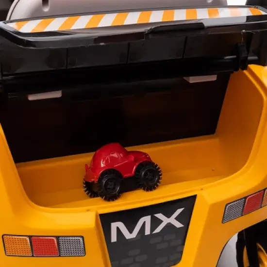 Qaba 12V Kids Ride on Forklift Car with Top, 360&deg; Rotation Electric Ride On Excavator with Liftable Fork and Pallet, Music, Yellow image {5}