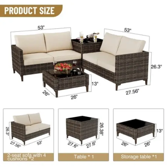 Outdoor PE Wicker Furniture Set 4 Piece image {1}