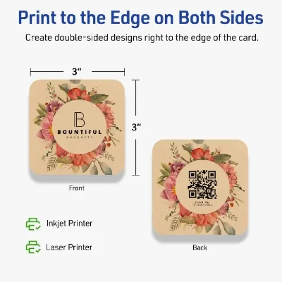 Avery Square Cards with Rounded Corners, 3" x 3", Kraft Brown, 60ct image {5}