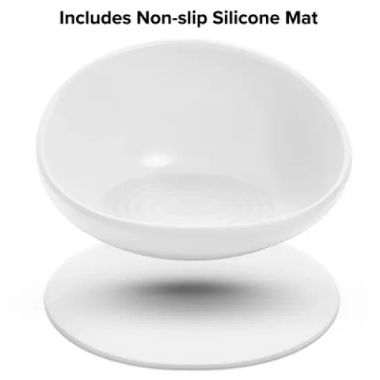 CatGuru Ceramic Cat Food Bowl, High-Low, White image {3}