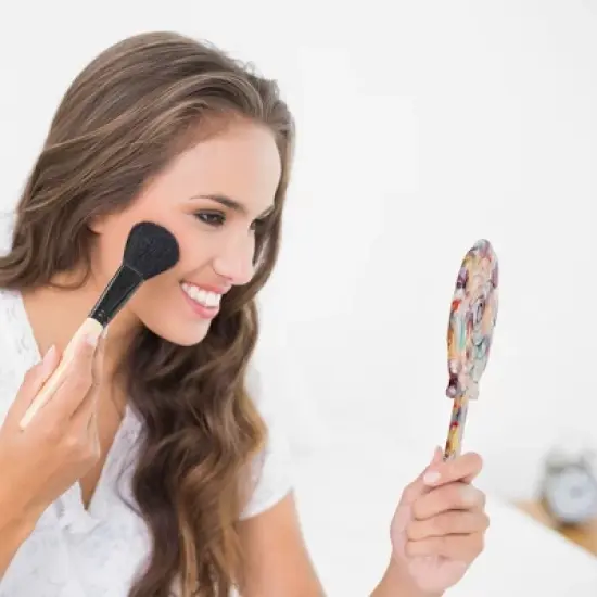 Unique Bargains Rose Shape Handheld Makeup Mirror 1 Pc image {2}