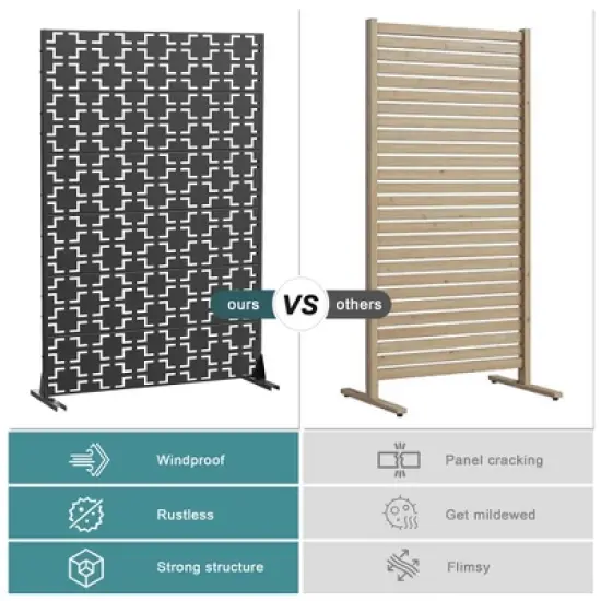 PexFix 47 in. x 72 in. Outdoor Metal Privacy Screen Garden Fence in Square Pattern in Black image {1}