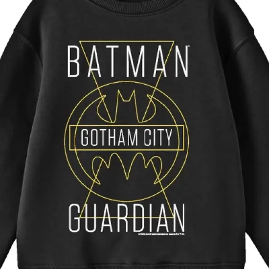 Batman Gotham City Guardian Line Art Youth Black Crew Neck Sweatshirt image {1}