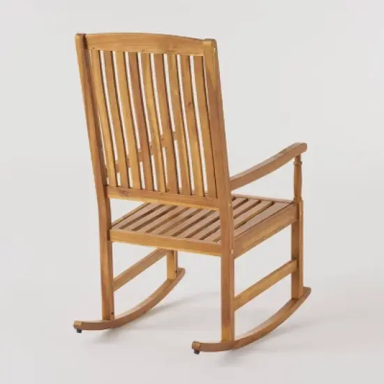 Arcadia 2pc Acacia Wood Rocking Chair and Side Table Set Teak - Christopher Knight Home image {4}