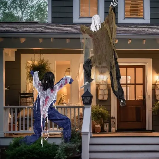 Joyfy 47" Halloween Climbing Dead Zombies Wall Decoration 2 Pack, Outdoor Haunted House Prop, Yard Lawn Garden Party Decor Supplies image {8}