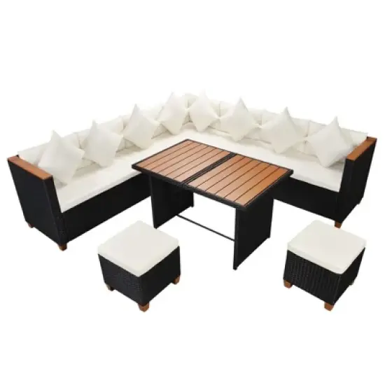 vidaXL Patio Furniture Set Set of 7 Black and Cream image {11}