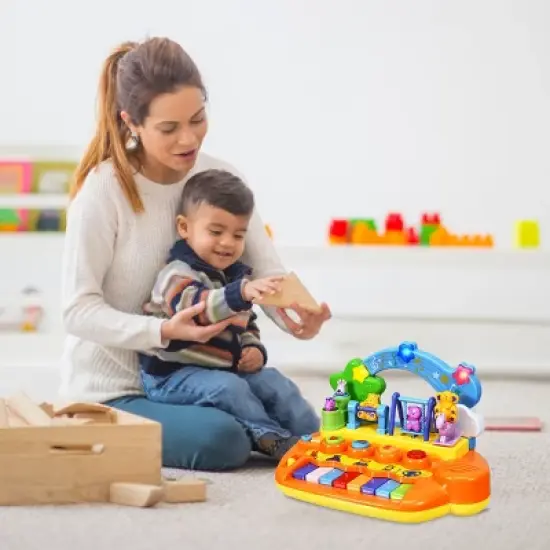 Costway Kids Rainbow Piano Keyboard 8 Keys Music Toy Gift w/ Animal Playground LED Light image {3}