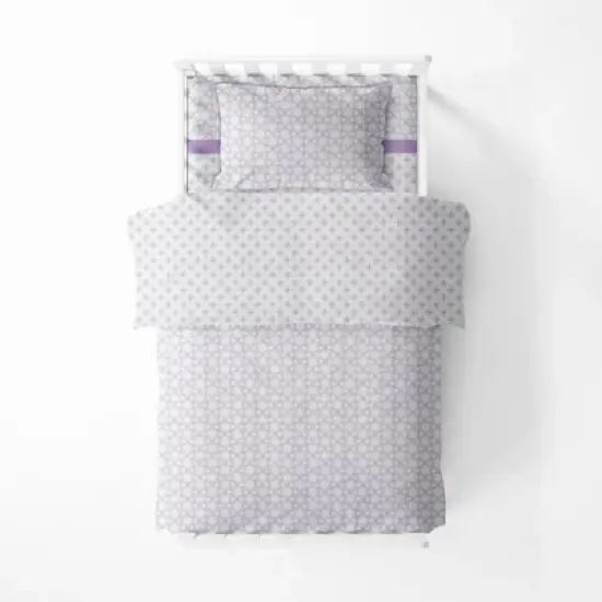 Bacati - Petals/Floral Lilac Girls Muslin 4 pc Toddler Bedding Set image {2}