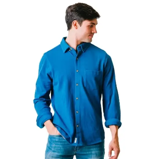 Hope & Henry Mens' Organic Cotton Pique Button Down Shirt image {8}
