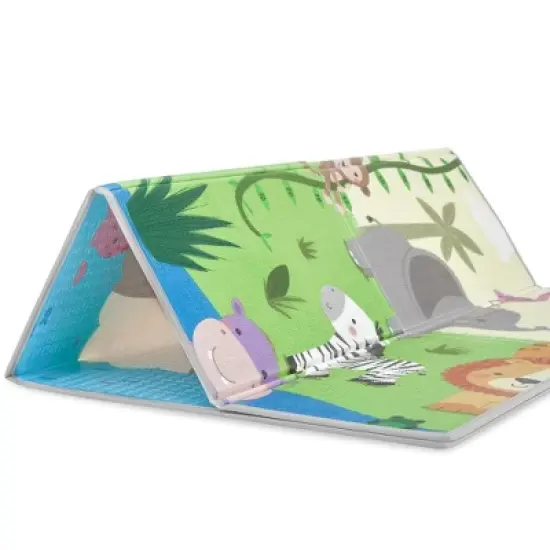 Dream On Me Play Time Reversible & Water-resistant  Baby Play Mat, Happy animals & Footprint image {15}