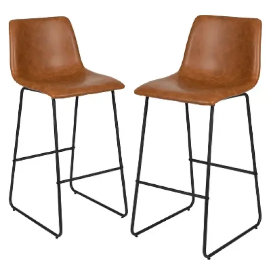 Flash Furniture 30 Inch Commercial Grade LeatherSoft Bar Height Barstools, Set of 2 image {12}