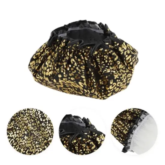 Unique Bargains Reusable Leopards Spots Shower Cap 3 Pcs image {2}