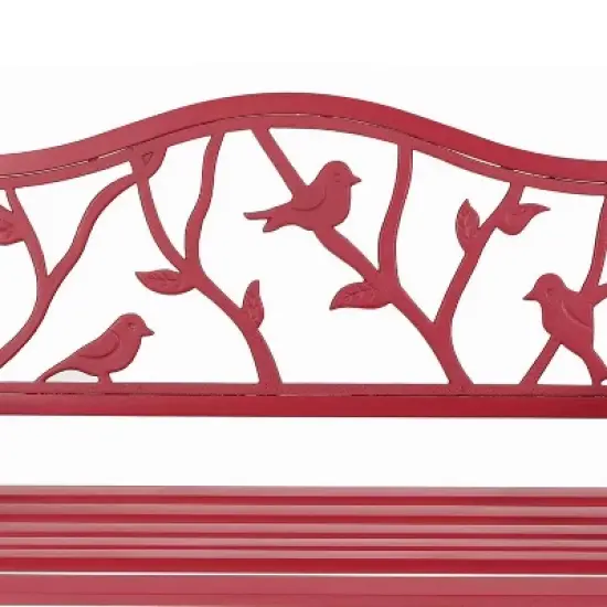 Metal Patio Bench with Steel Frame - Red - Captiva Designs image {3}