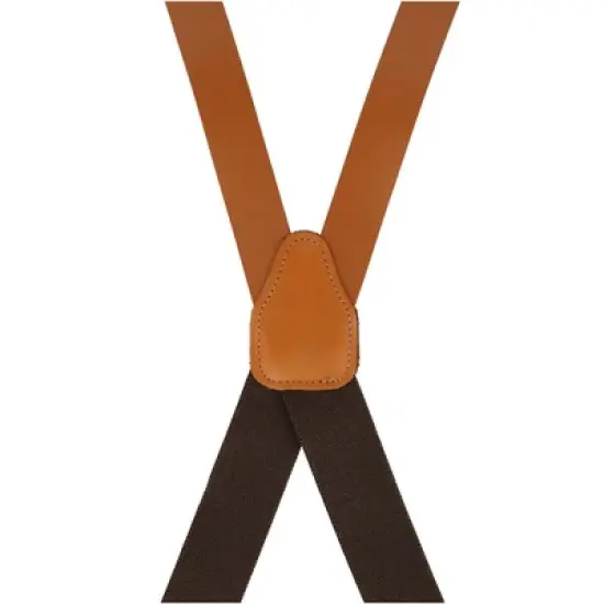 CTM Men's Big & Tall Smooth Coated Leather Suspenders with Metal Swivel Hook End image {1}