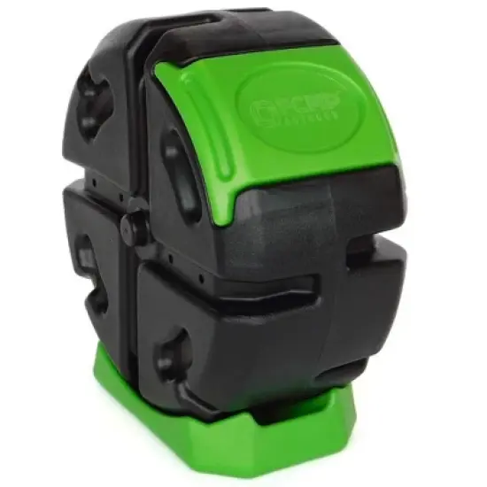 FCMP Outdoor RC2000WB-GRN 19-Gal Plastic Single Chamber Half Size Rolling Composter Outdoor Rotating Garden Compost Bin, Black/Green (2 Pack) image {4}