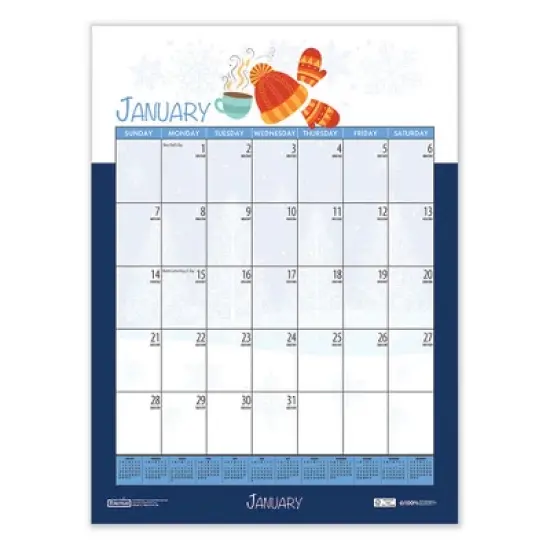 Academic Year Recycled Seasonal Wall Calendar, Illustrated Seasons Artwork, 12 x 16.5, 12-Month (July to June): 2025 to 2026 image {6}