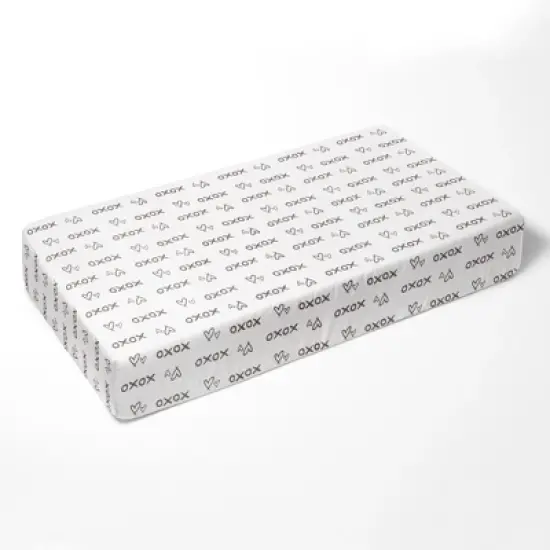 Bacati - Love Design/Print Gray/Silver 10 pc Crib Bedding Set with Long Rail Guard Cover image {5}