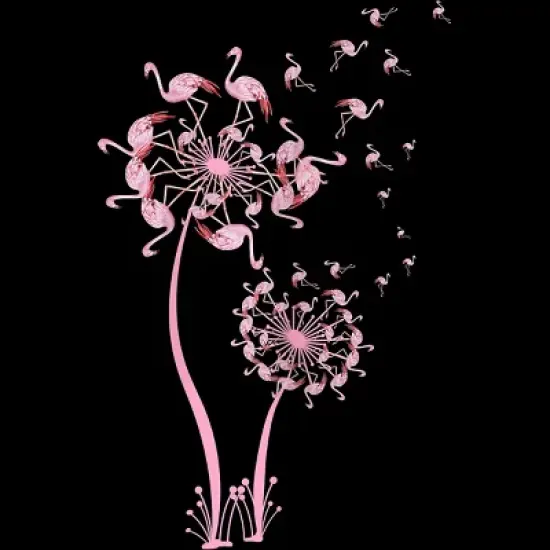 Junior's Design By Humans Cute Flamingo Dandelion Flower By JeilJersey T-Shirt image {1}