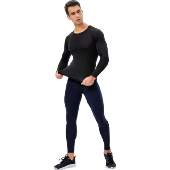 Anna-Kaci Active Men's Long Sleeve Compression Shirt with Crew Neck and Moisture-Wicking Stretch Fabric image {5}