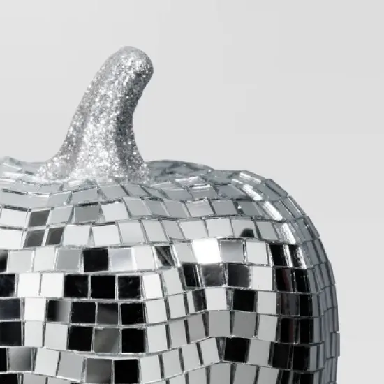 Disco Glass Pumpkin Figurine - Hyde and EEK! Boutique&trade; Silver image {2}